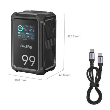 SmallRig 4984 X-Touch X99 - inteligentny akumulator V-Mount, zawartość zestawu